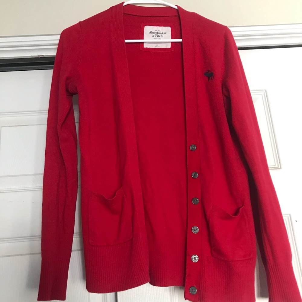 Red Abercrombie& Fitch Cardigan